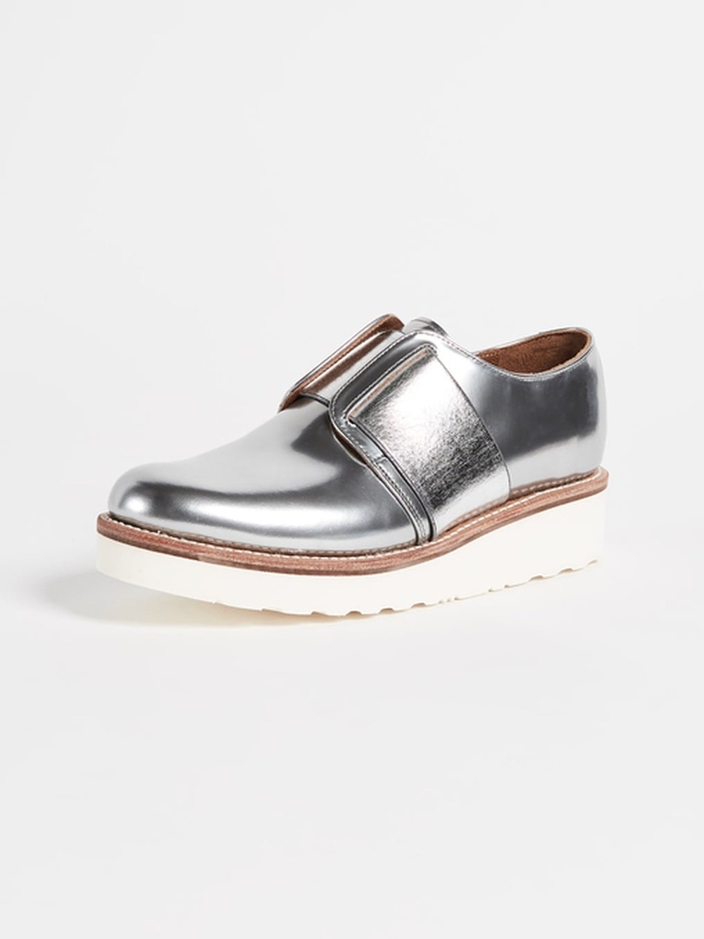 Grenson Metallic Lila Silver Slip-On oxfords